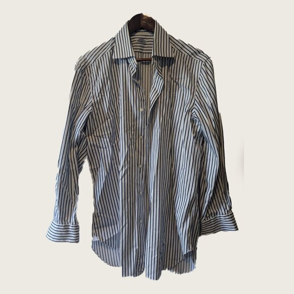 BARBA - Handmade striped shirt - Sz 17 - Picture 1 of 8